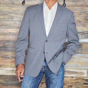 Saks Fifth Avenue Slim Fit 100% Wool Dual Vent Stitched Lapel Blazer Jacket 42R